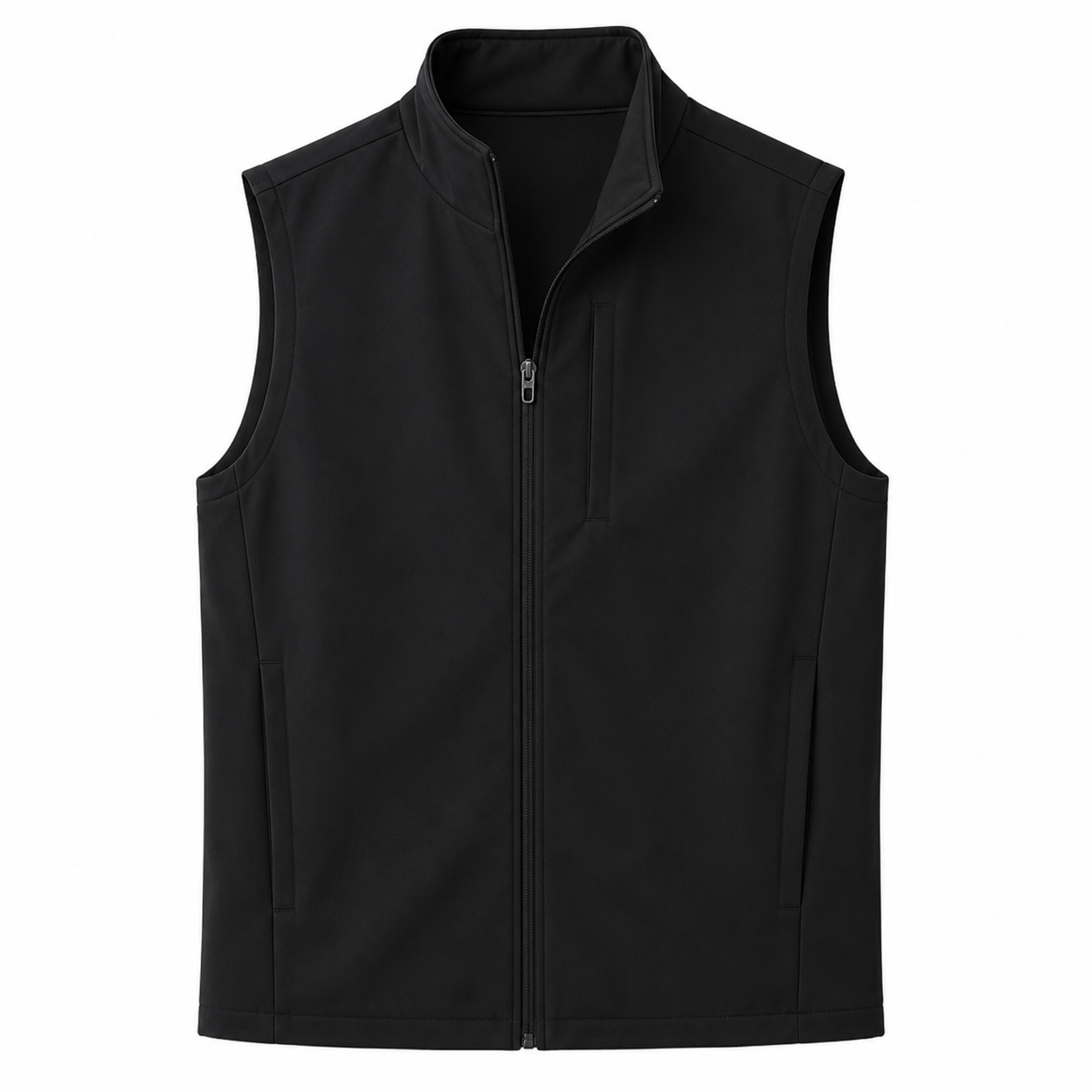 Black men's sleeveless sport vest, product front view