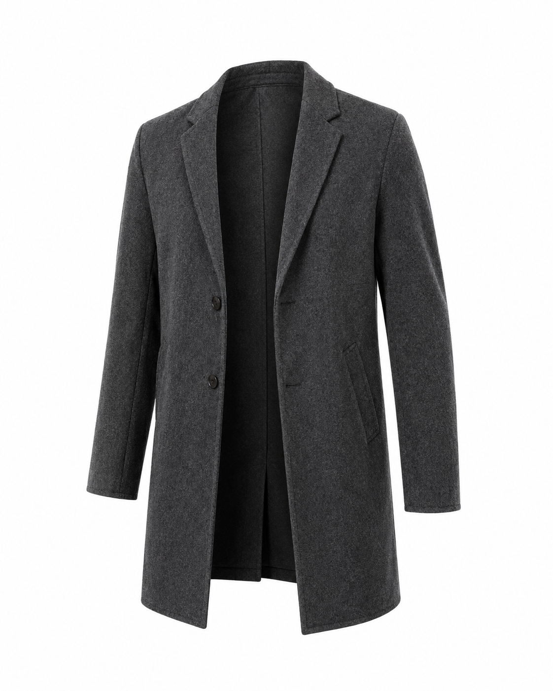 Mid-Length Double-Faced Wool Coat open on white background