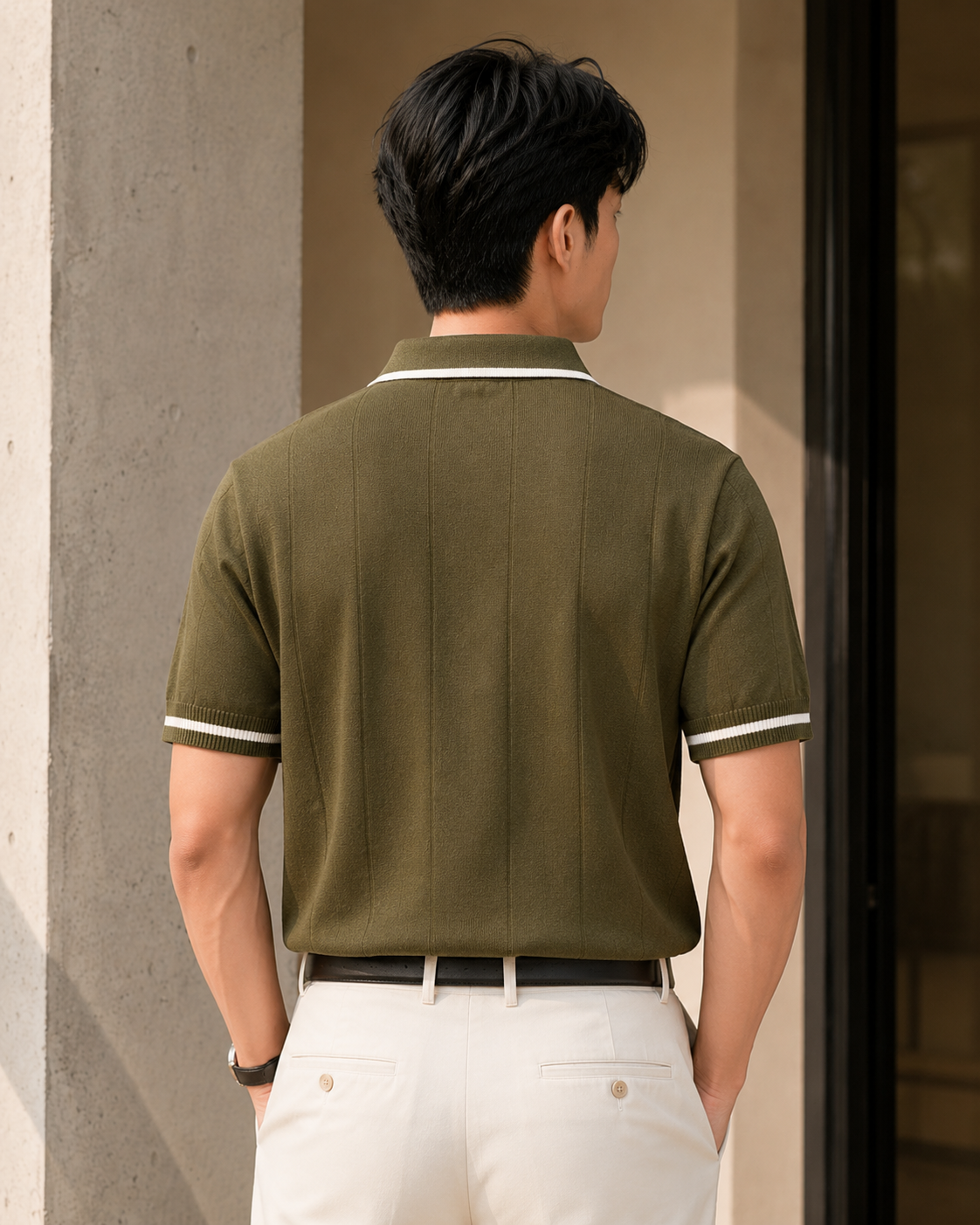 Slim-Fit Striped Knit Polo