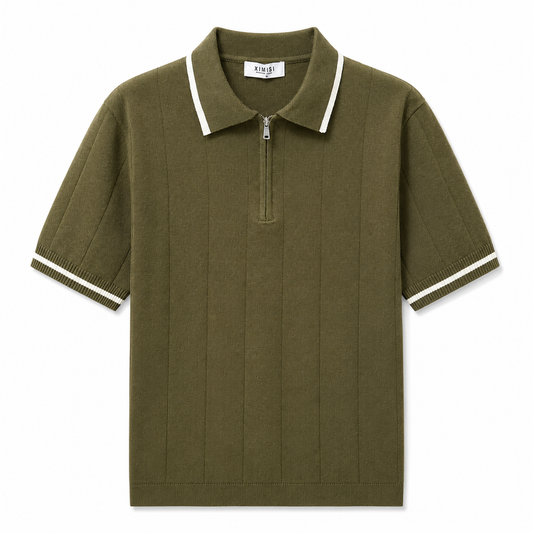 Slim-Fit Striped Knit Polo