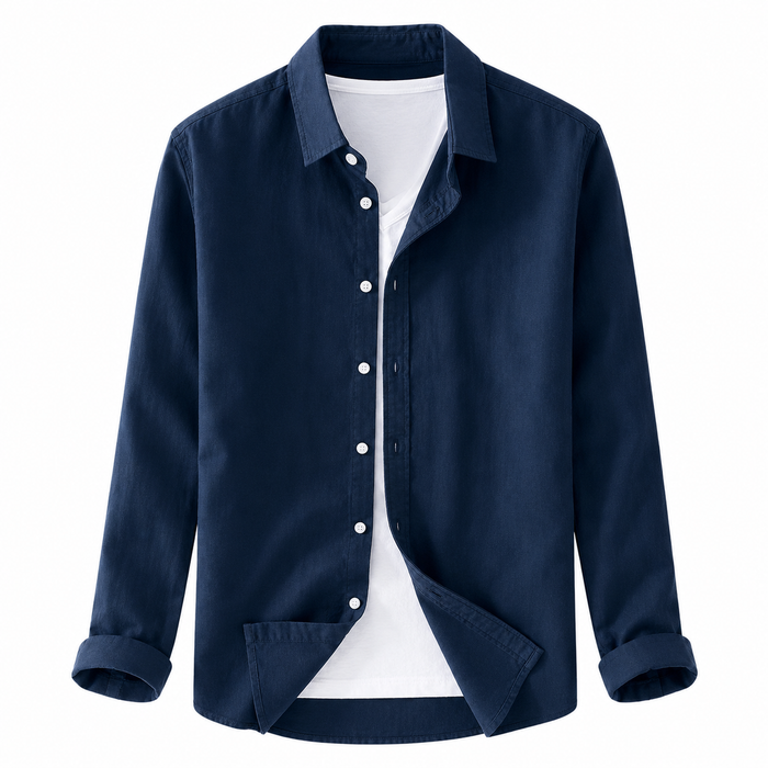 Osaka long-sleeve shirt in dark blue — front product view