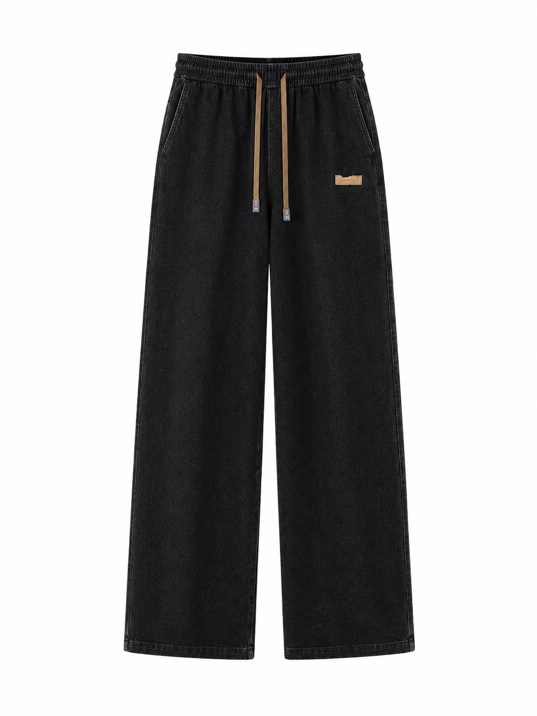 Relaxed Wide-Leg Summer Jeans in black, product-only front view