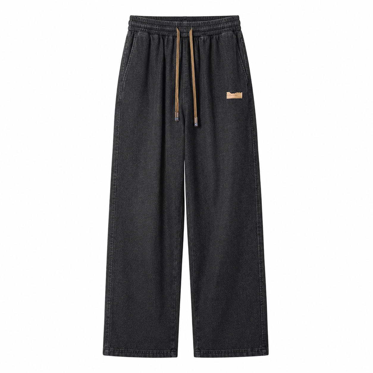 Relaxed Wide-Leg Summer Jeans in charcoal black, product-only front view