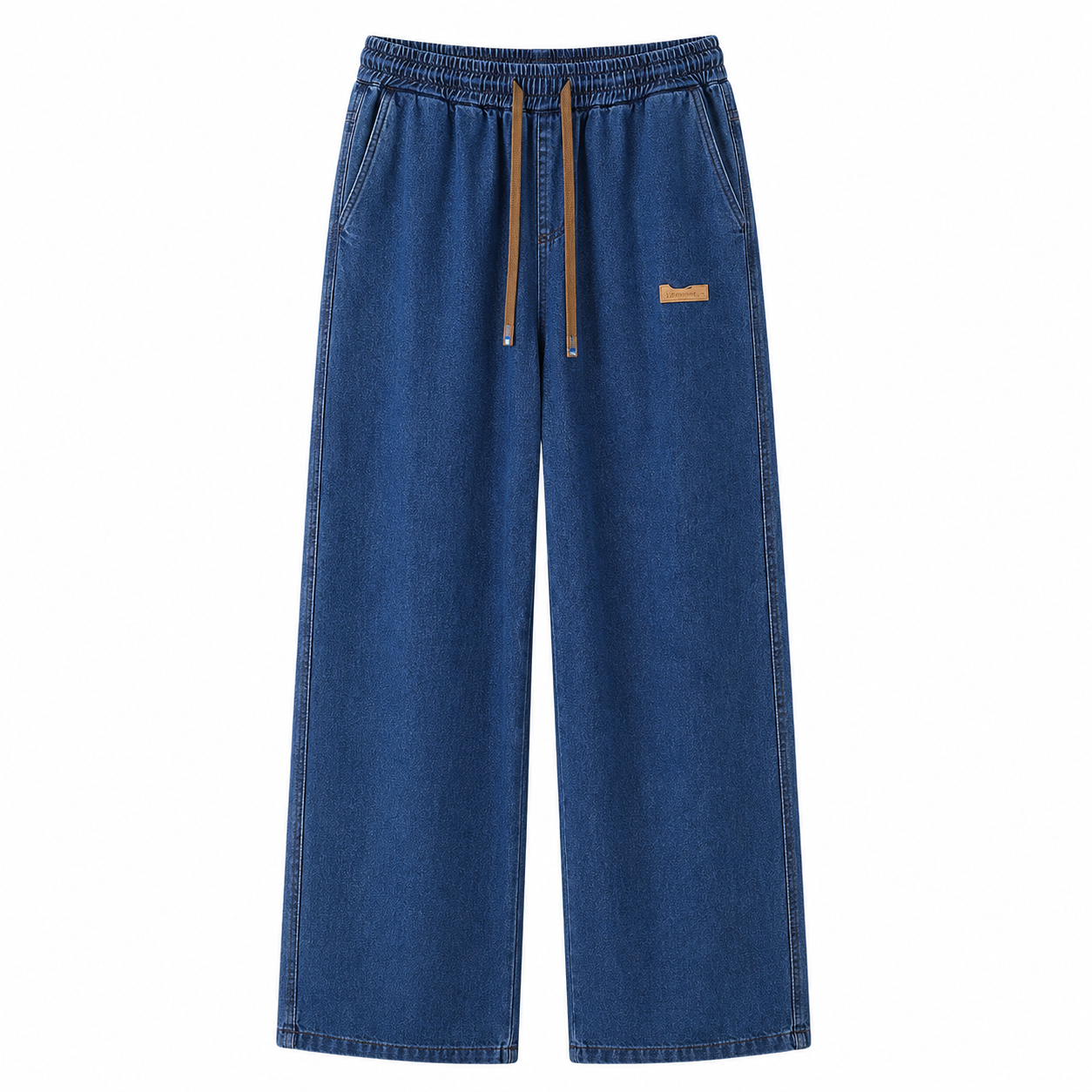 Relaxed Wide-Leg Summer Jeans in deep indigo blue, product-only front view