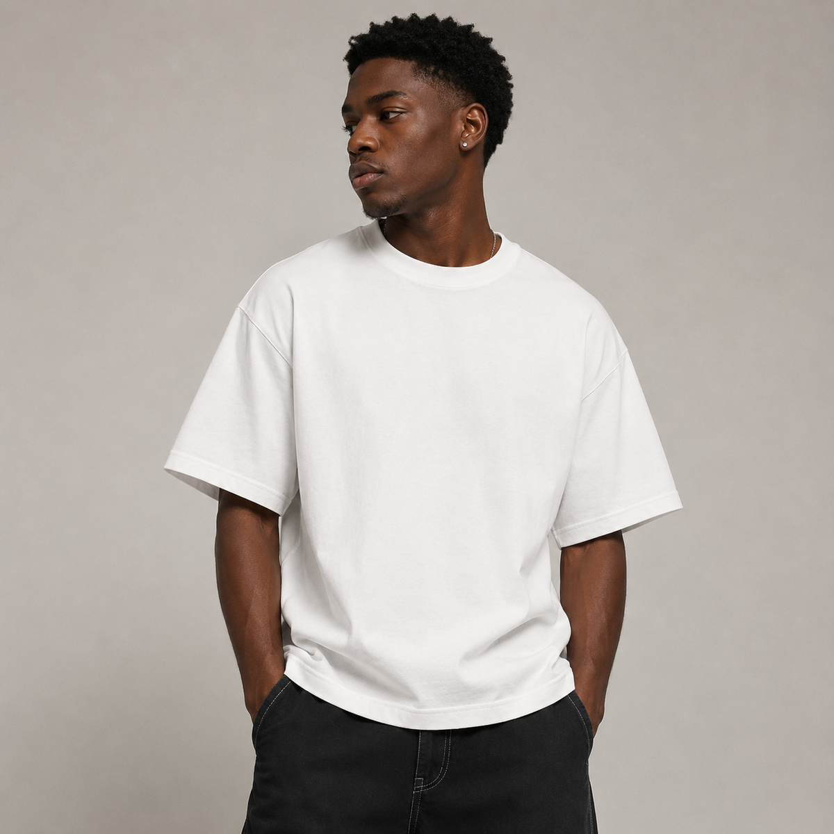 Relic Boxy Tee white on male model