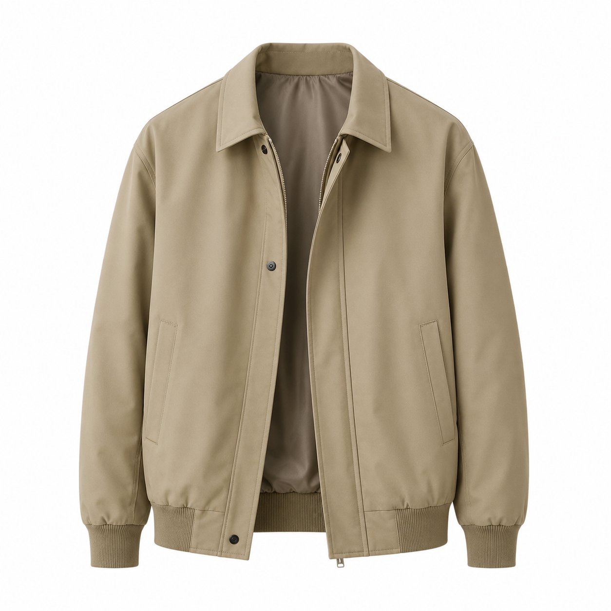 Tan open jacket product image on white background