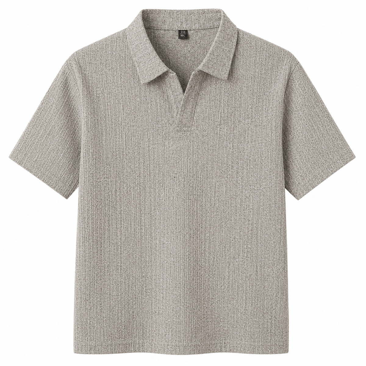 Flower Gray Savanna Striped Polo, front view on white background