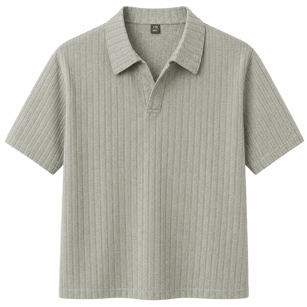 Light Green Savanna Striped Polo, front view on white background