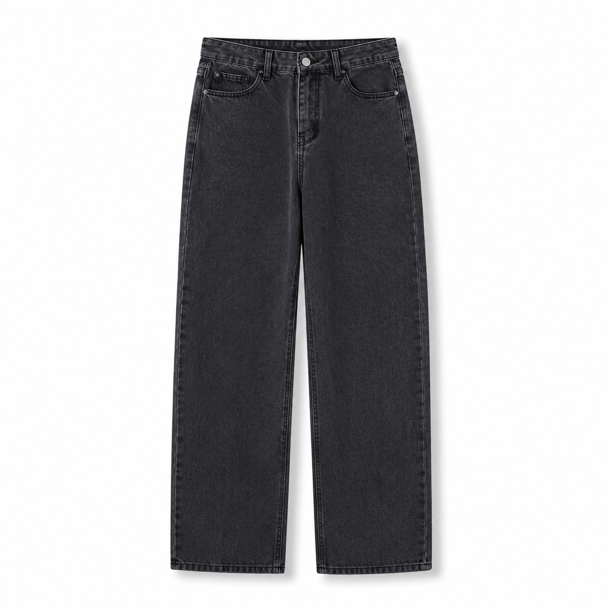 Solid Wide-Leg Street Jeans in black, front product view