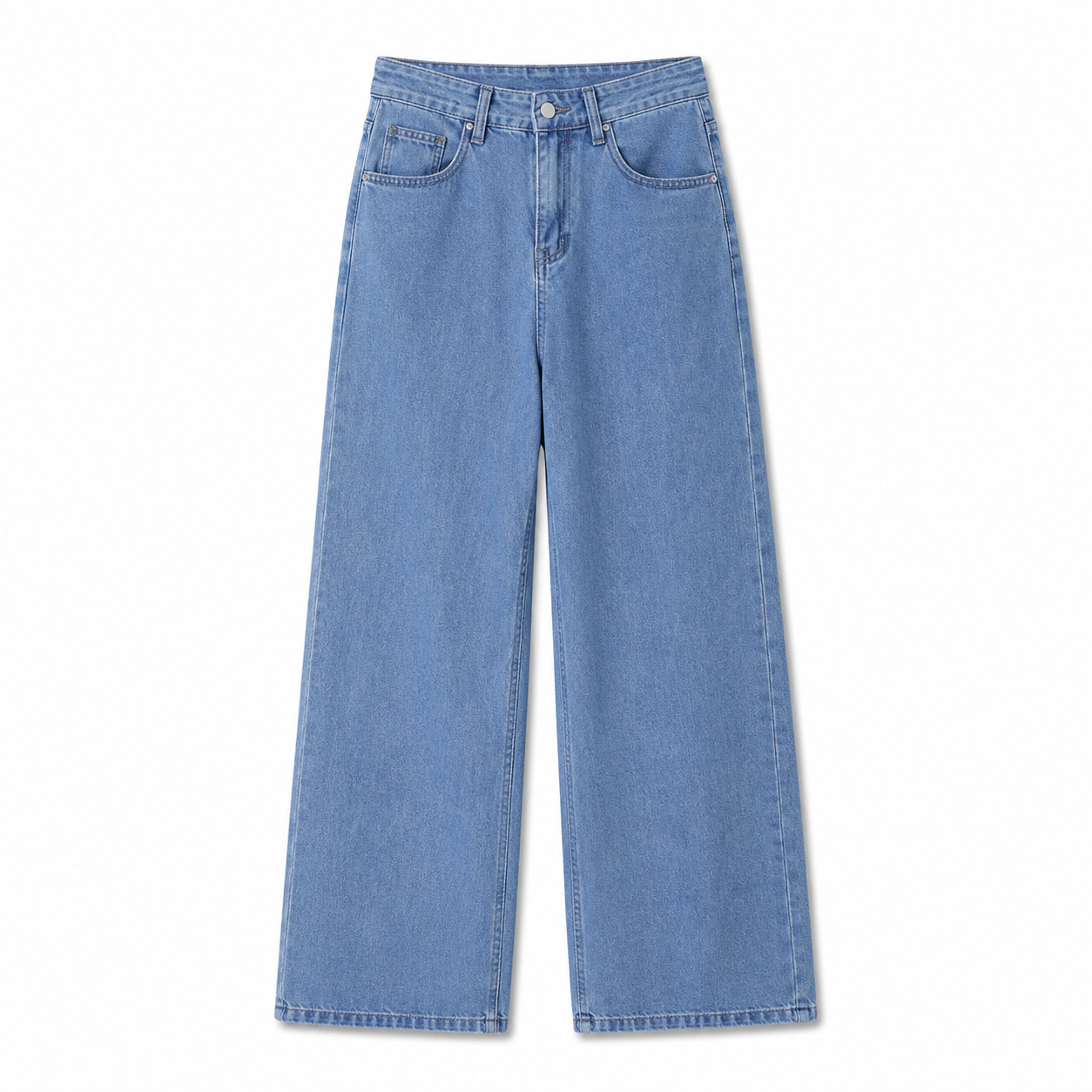 Solid Wide-Leg Street Jeans in blue, front product view