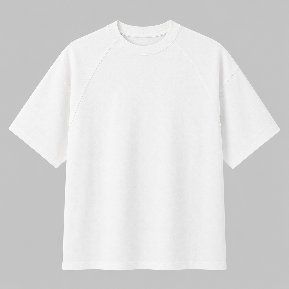 Stitchwork Cotton Tee in beige white — front product view