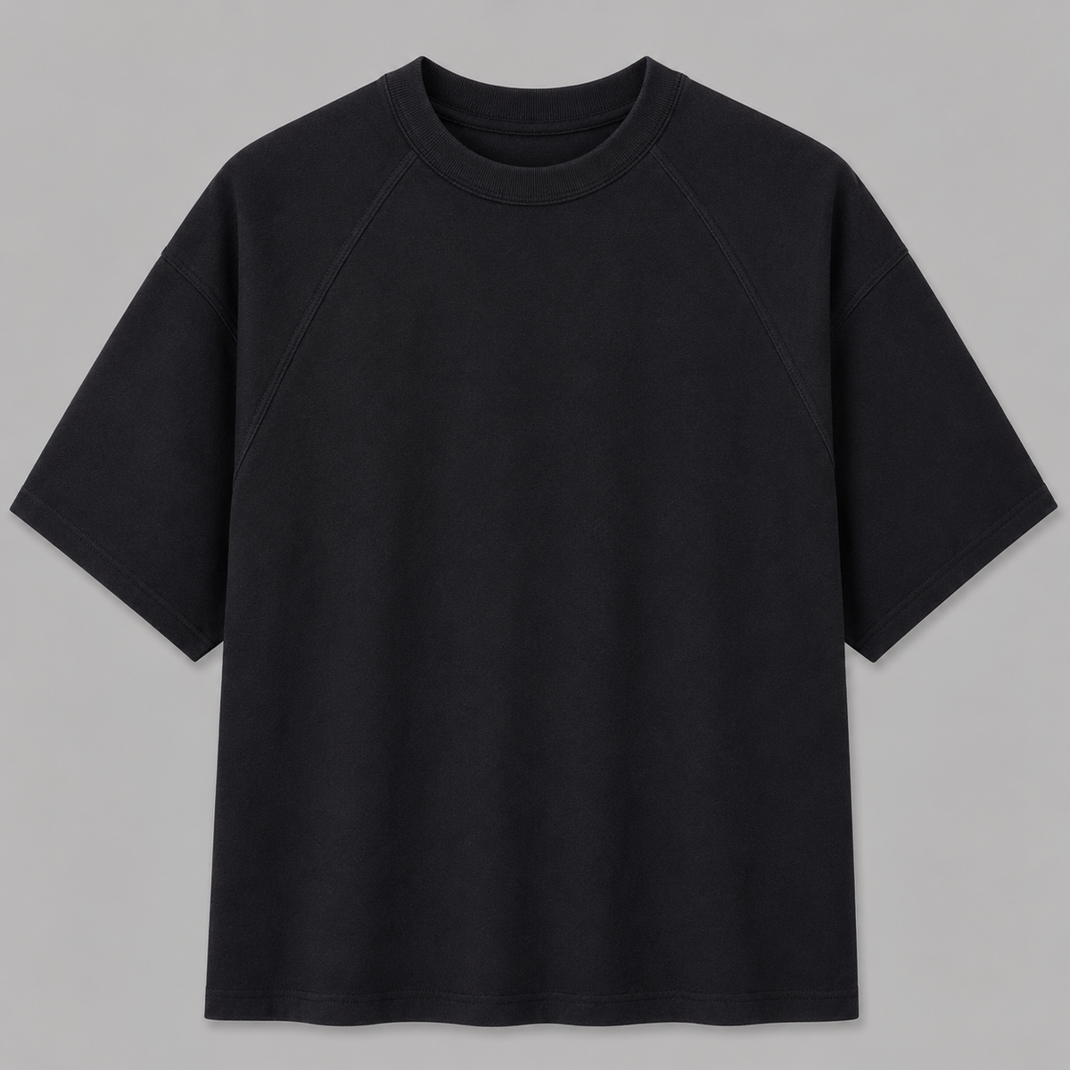Stitchwork Cotton Tee in black — front product view
