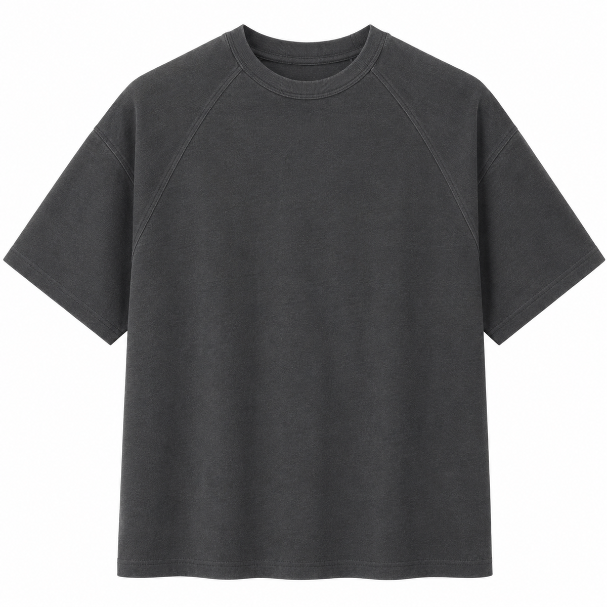 Stitchwork Cotton Tee in dark gray — front product view