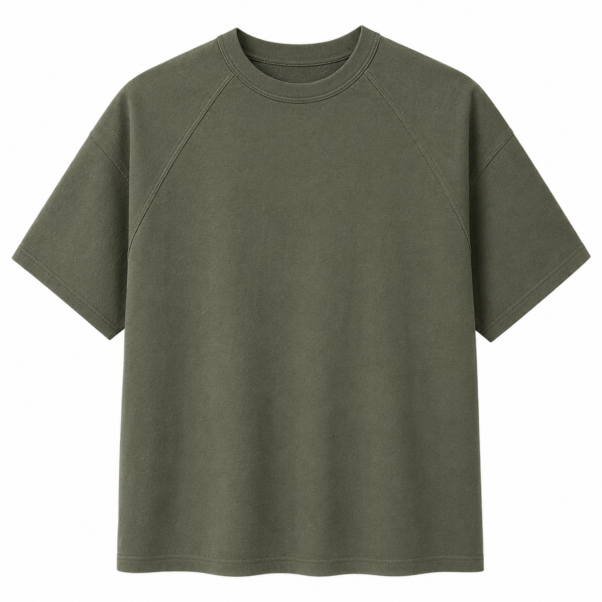 Stitchwork Cotton Tee in dark green — front product view