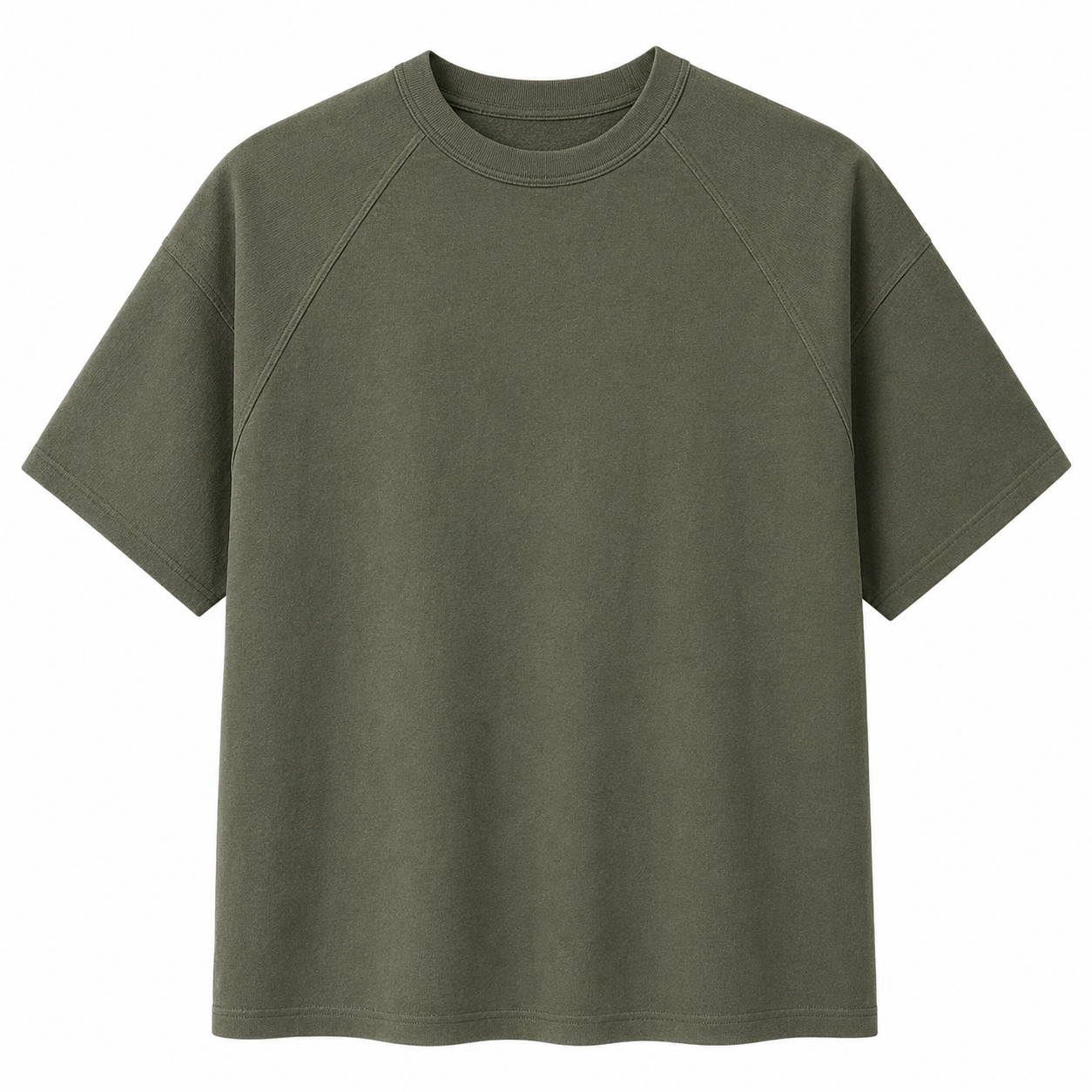 Stitchwork Cotton Tee in dark green — front product view