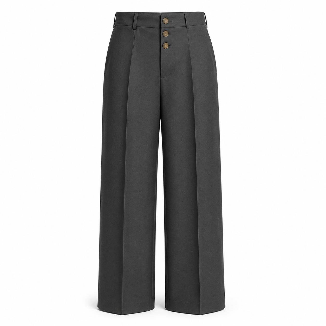 Straight-Fit Formal Business Trousers charcoal front view on white background