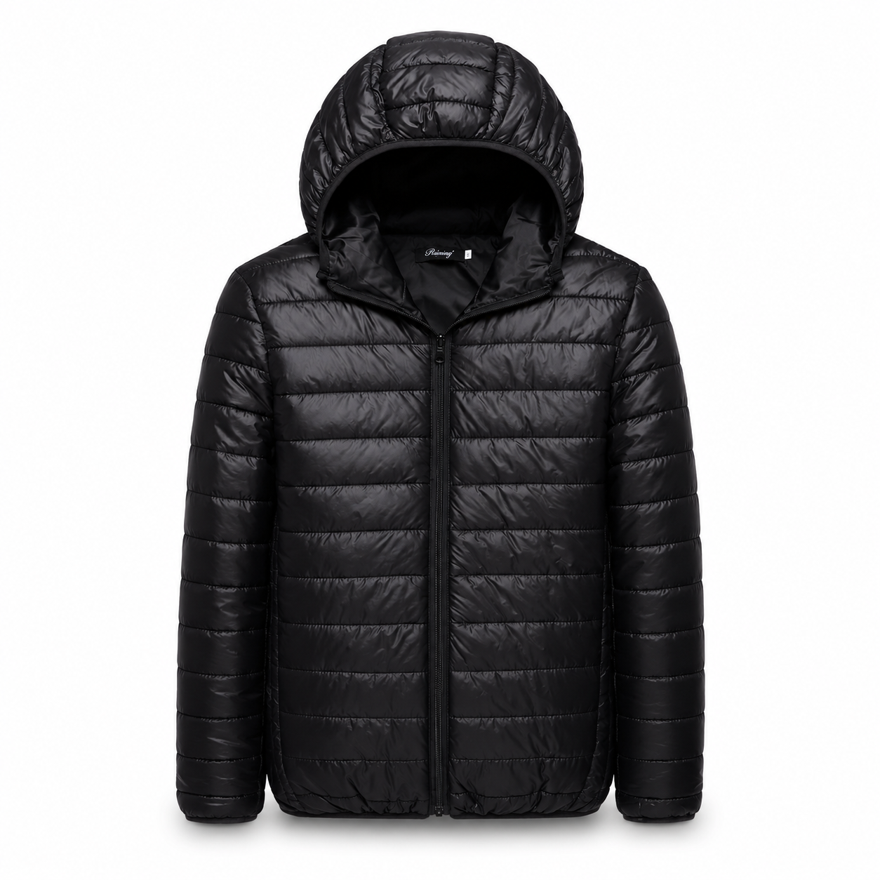 Ultralight Hooded Puffer Jacket black product-only image on white background