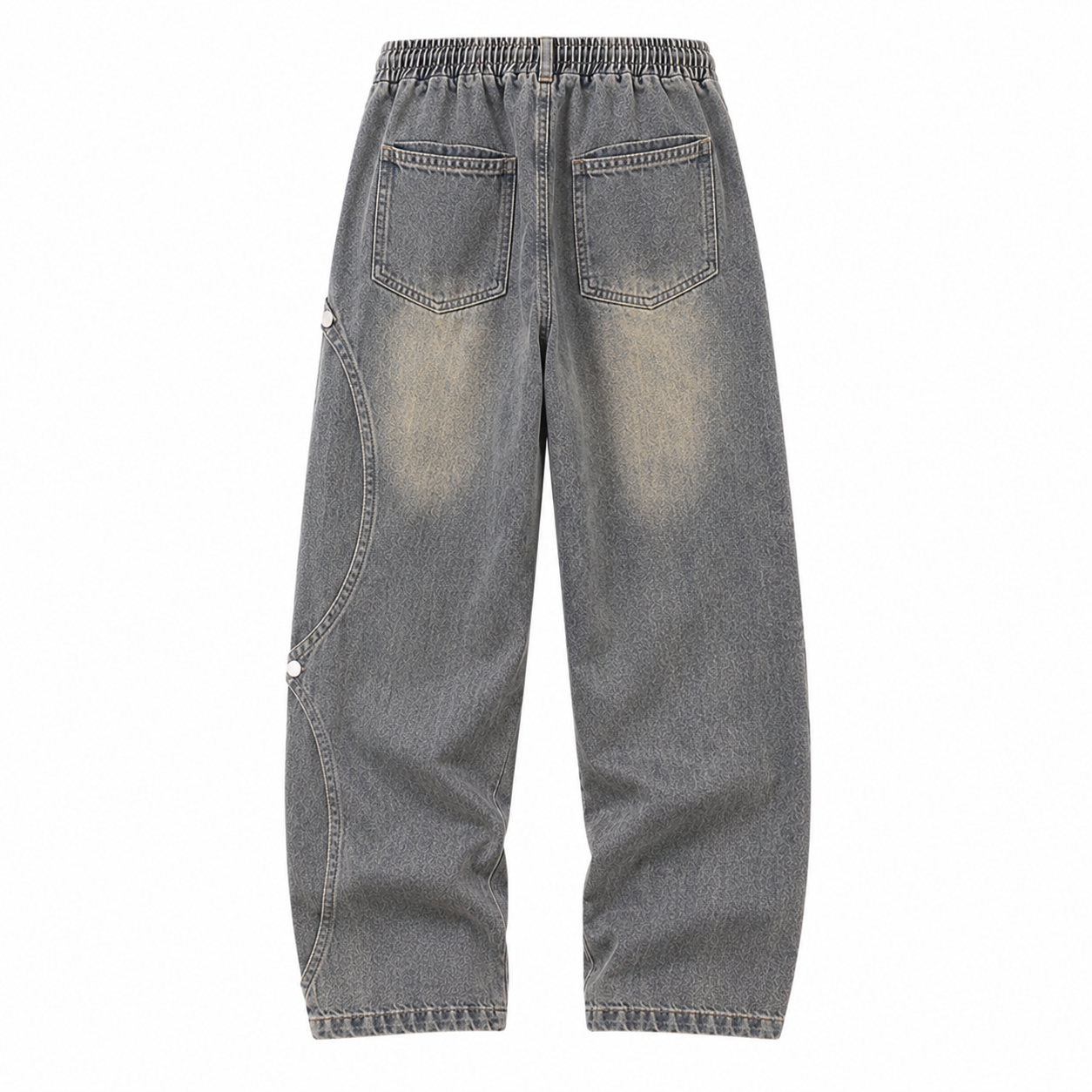 Utility Cargo Straight-Leg Jeans in gray — back view