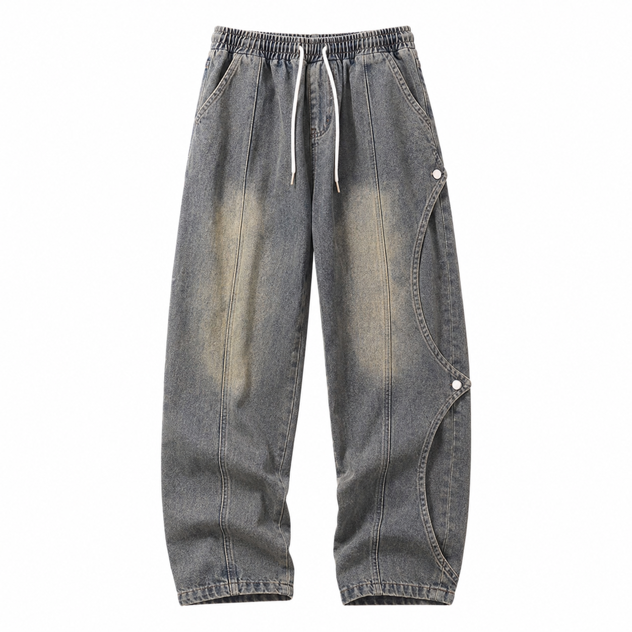 Utility Cargo Straight-Leg Jeans in gray — front view