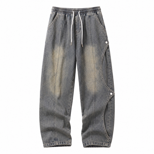 Utility Cargo Straight-Leg Jeans in gray — front view