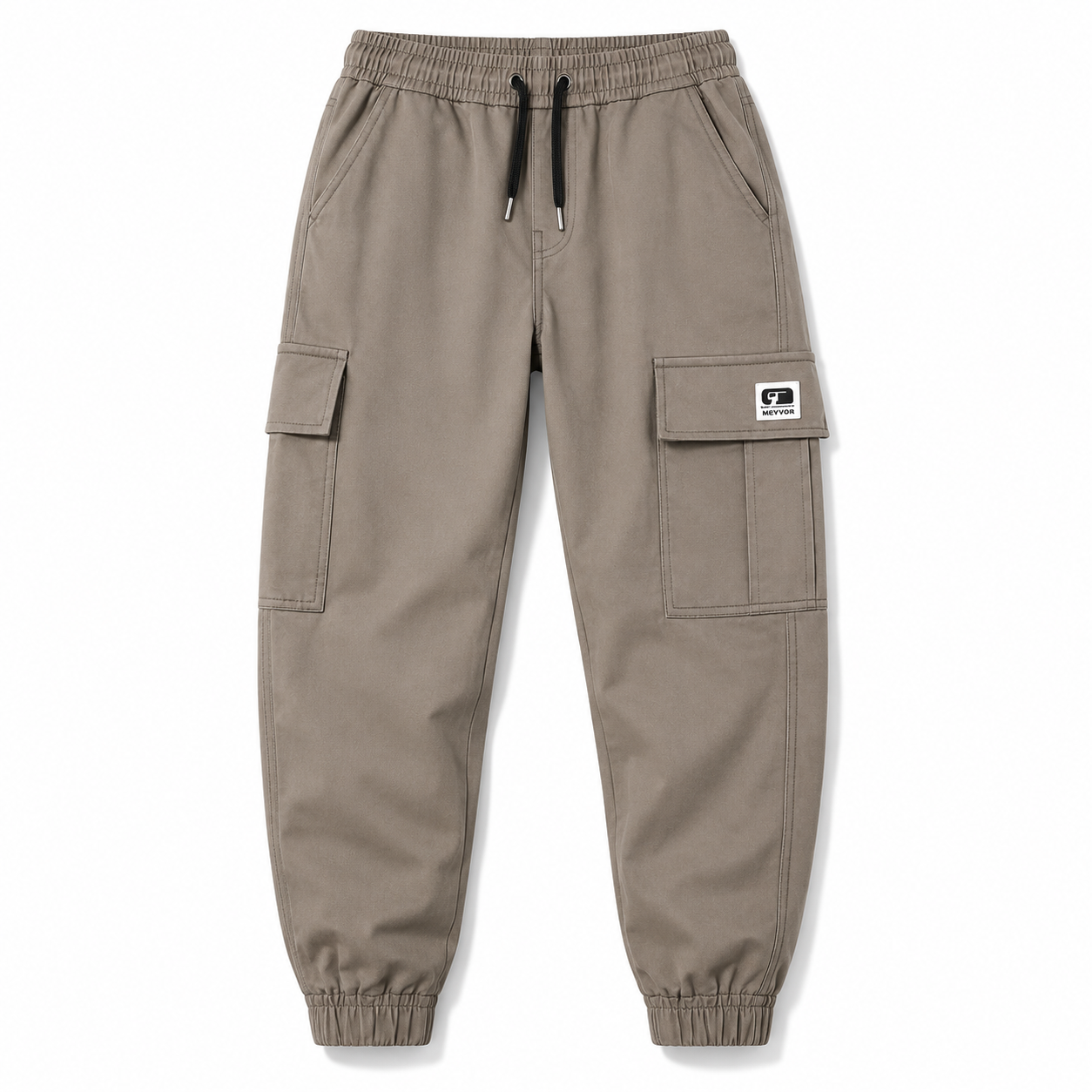 Utility Work Trousers khaki cargo jogger front view on white background