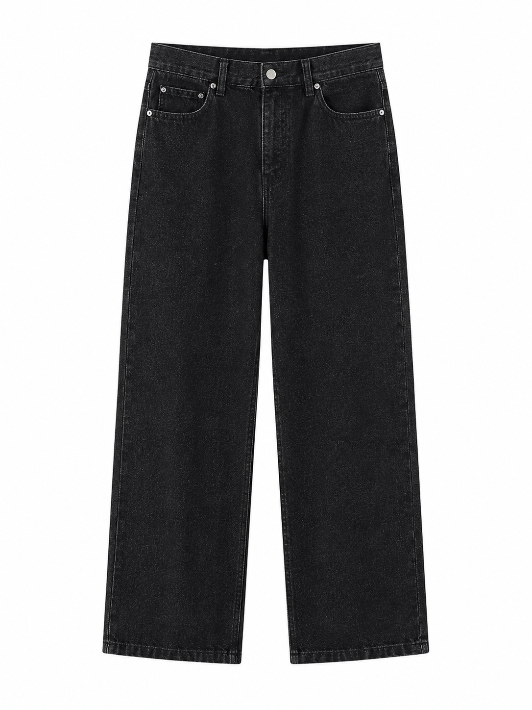 Washed Blue Straight-Leg Jeans in black, product-only front view