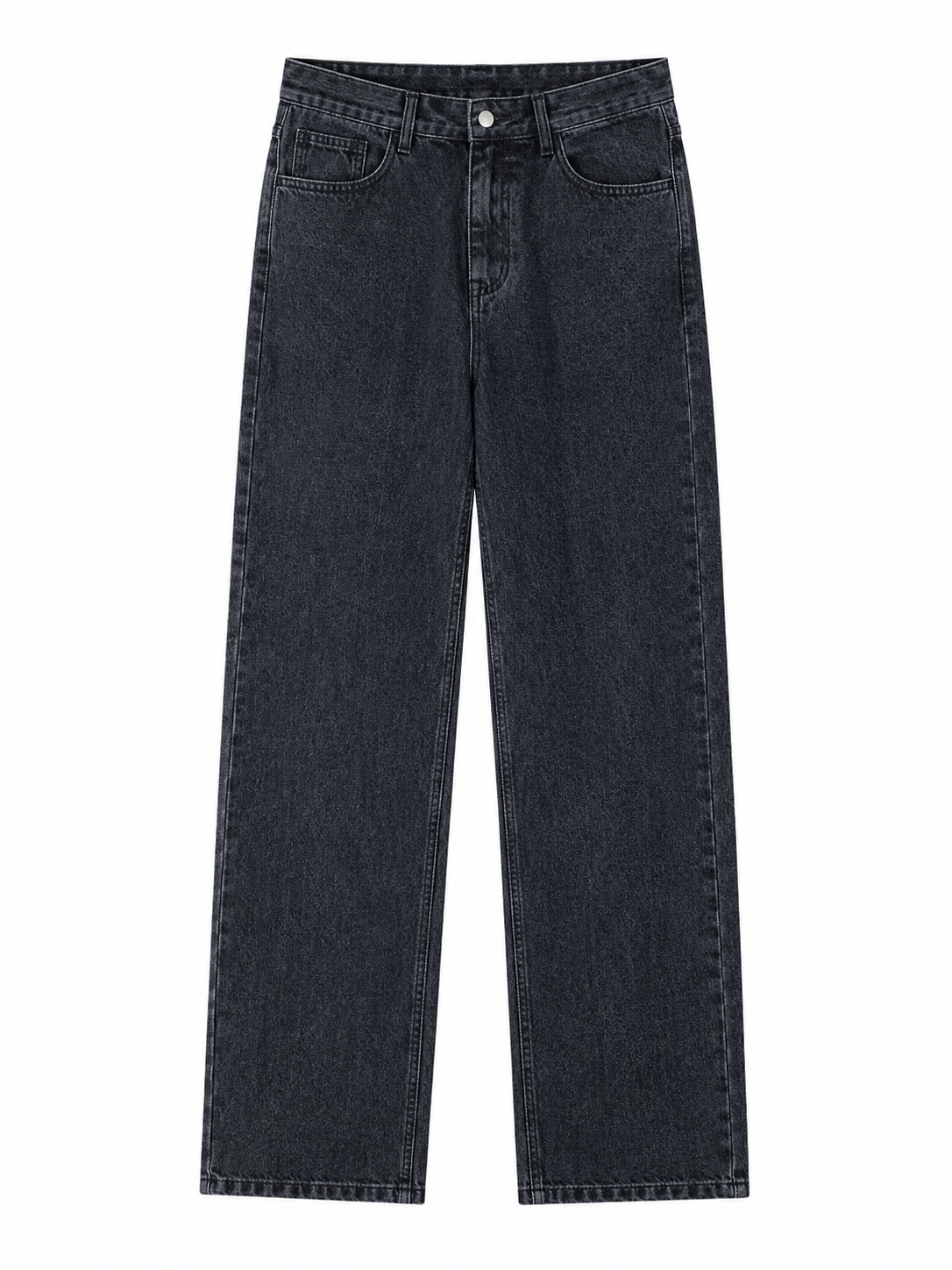 Washed Blue Straight-Leg Jeans in charcoal black, product-only front view