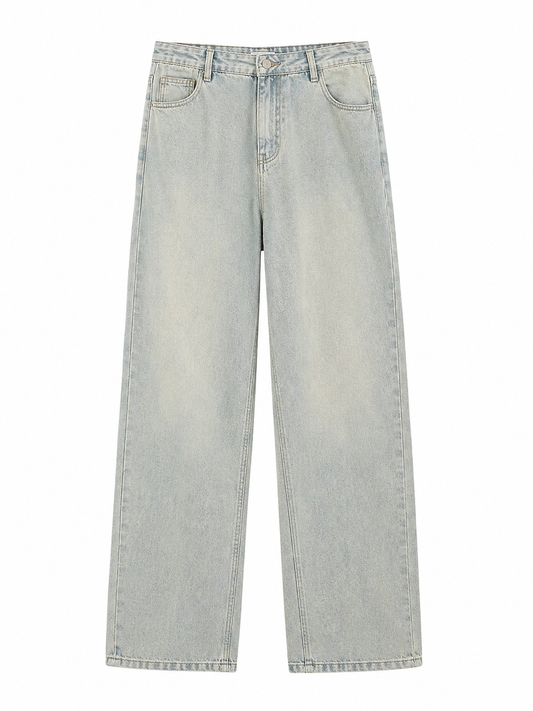 Washed Blue Straight-Leg Jeans in pale light wash, product-only front view