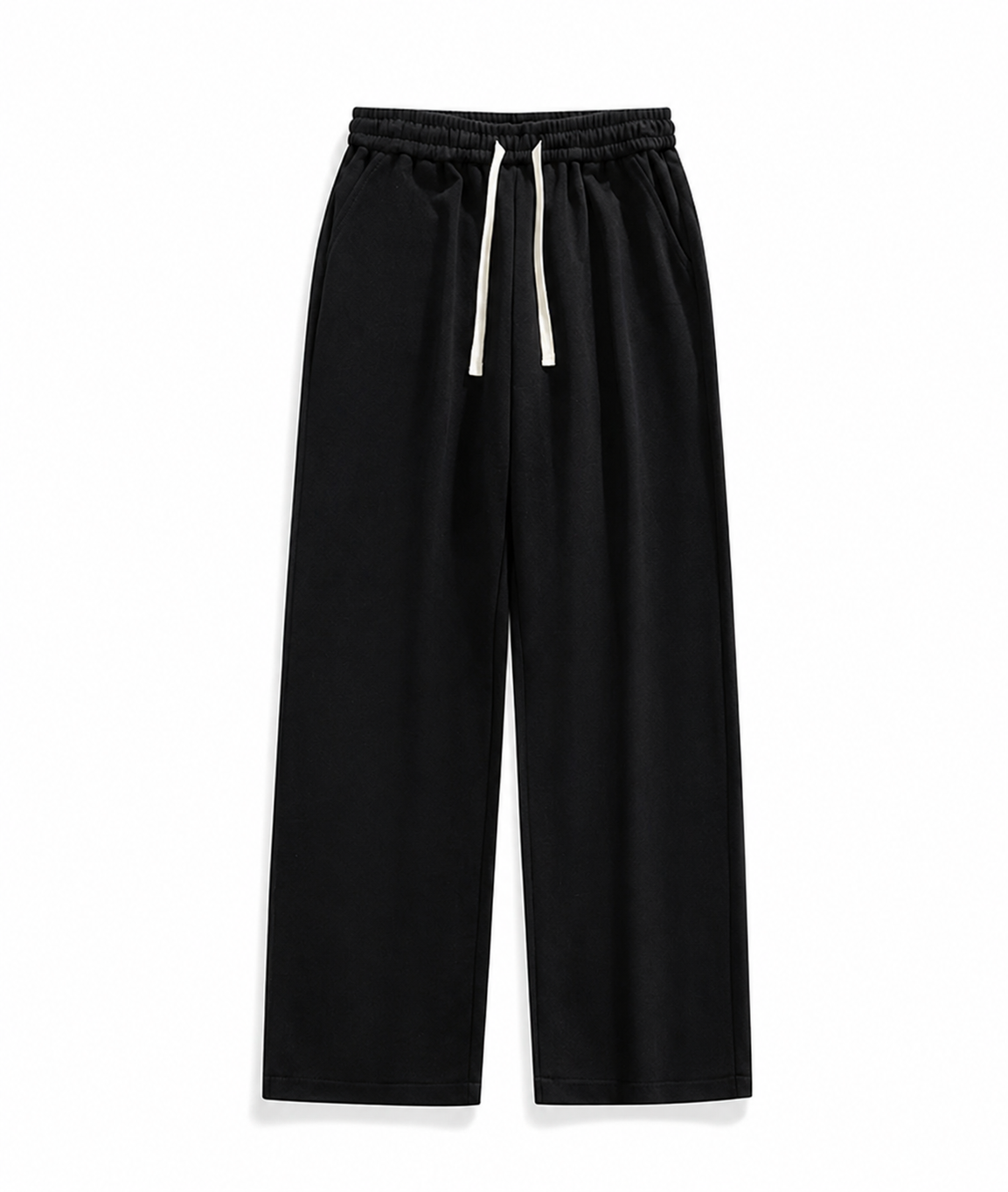 Black wide-leg sweatpants front product photo