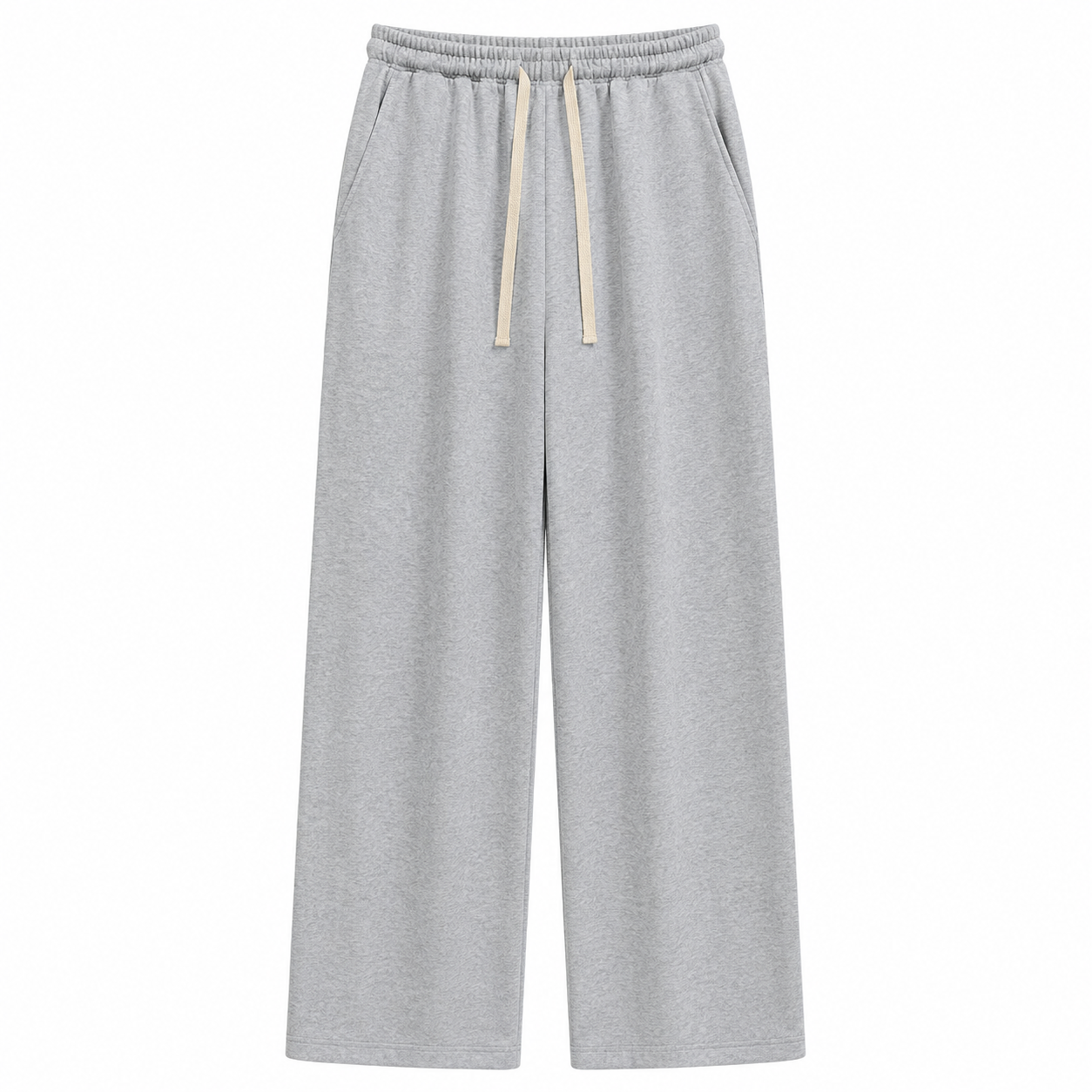 Light gray wide-leg sweatpants front product photo